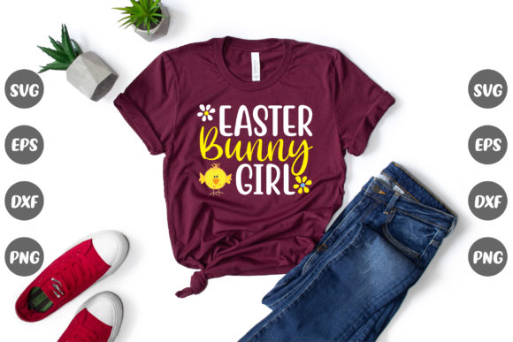 Easter Bunny Girl Graphics for T-Shirt Designs & Crafts