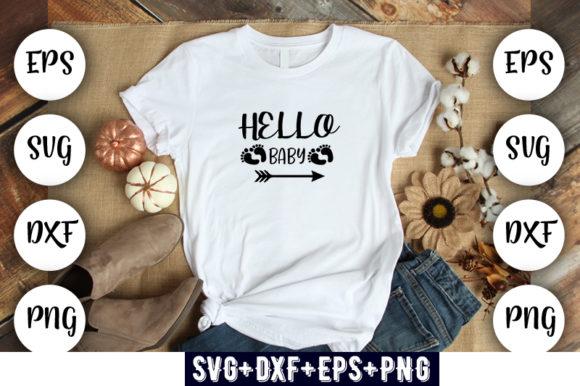 Hello Baby Footprint Graphics for T-Shirt Designs